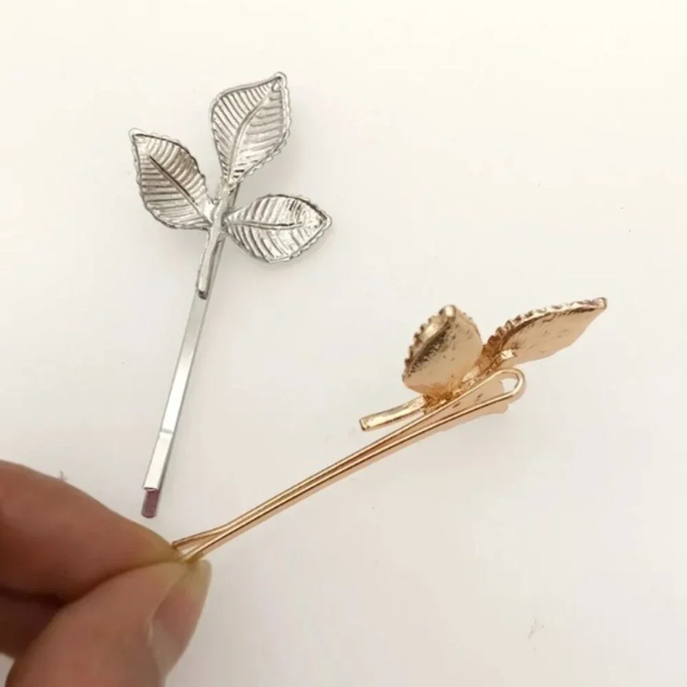 “Aveline” Beautiful 3-Leaf Boho Gold Hair Clips